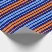 Navy Orange Cyan Vertikale Streifen Design   Geschenkpapier (Ecke)