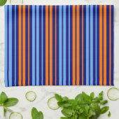 Navy Orange Cyan Vertikale Streifen Design Geschirrtuch (Gefaltet)