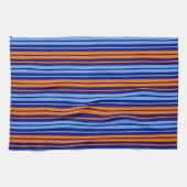 Navy Orange Cyan Vertikale Streifen Design Geschirrtuch (Horizontal)