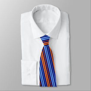 Navy Orange Cyan Vertikale Streifen Design Krawatte