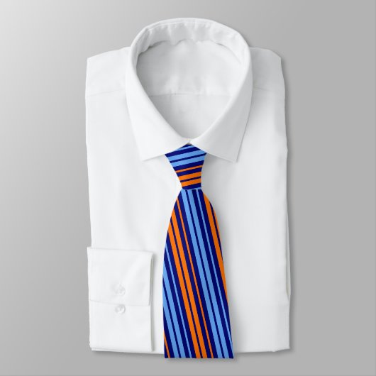 Navy Orange Cyan Vertikale Streifen Design   Krawatte (Gebunden)