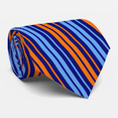 Navy Orange Cyan Vertikale Streifen Design   Krawatte (Gerollt)