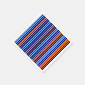 Navy Orange Cyan Vertikale Streifen Design Serviette (Ecke)