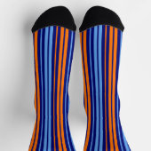 Navy Orange Cyan Vertikale Streifen Design   Socken (Oben)