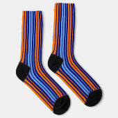 Navy Orange Cyan Vertikale Streifen Design   Socken (Rechts)