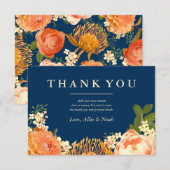 Navy & Orange Floral Vielen Dank Dankeskarte (Vorne/Hinten)