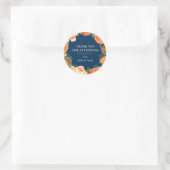 Navy & Orange Floral Vielen Dank Runder Aufkleber (Tasche)