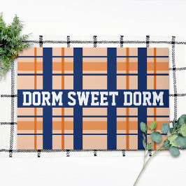 Navy Orange Kariert Cool Fun Dorm School Zuhause Fußmatte