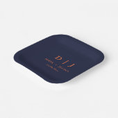 Navy & Orange Minimal Elegant Luxus Hochzeit Pappteller (Gewinkelt)