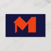 Navy & Orange Modern Monogram Business Card Visitenkarte (Rückseite)