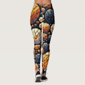 Navy-Orange-Navy-abstrakt-Mosaikzirkel Leggings (Rückseite)