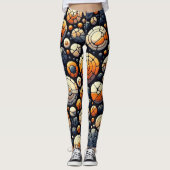 Navy-Orange-Navy-abstrakt-Mosaikzirkel Leggings (Vorderseite)