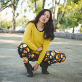 Navy-Orange-Navy-abstrakt-Mosaikzirkel Leggings