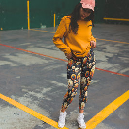 Navy-Orange-Navy-abstrakt-Mosaikzirkel Leggings