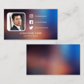 Navy & Orange Profile Foto Social Media Visitenkarte (Vorne/Hinten)