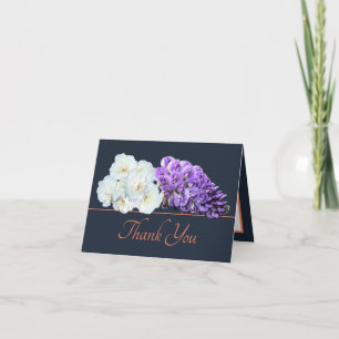 Navy Orange Rose Wisteria Chic Bouquet Vielen Dank Karte