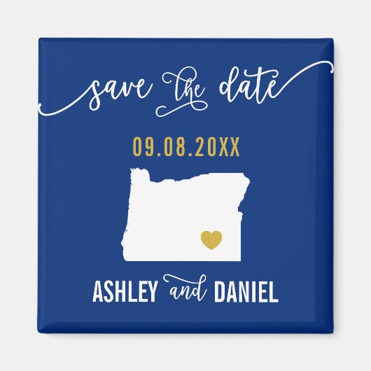 Navy Oregon Hochzeit Speichern Sie die Datumskarte Magnet (Vorne)