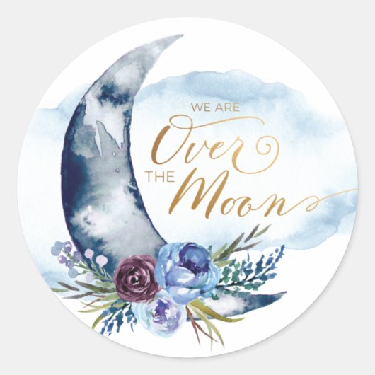Navy Over Moon Baby Shower Stickers (Vorderseite)