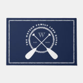 Navy Paddle Monogram Frame Lake House Willkommen Fußmatte (Vorderseite)