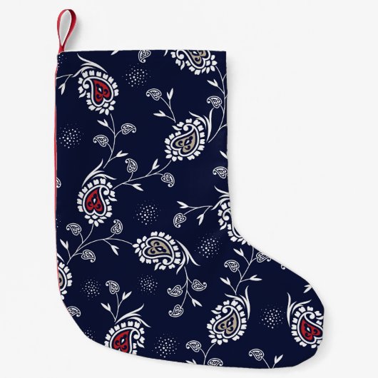 Navy Paisley: Elegantes Musterdesign. Kleiner Weihnachtsstrumpf (Vorderseite)