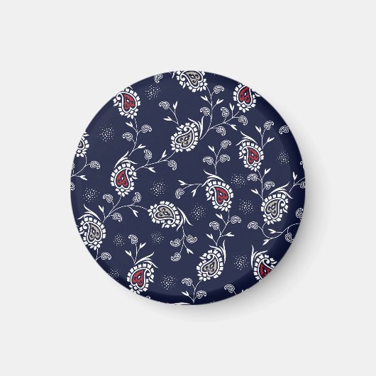 Navy Paisley: Elegantes Musterdesign. Magnet (Vorne)