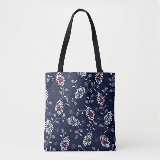 Navy Paisley: Elegantes Musterdesign. Tasche (Vorderseite)