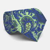 Navy Paisley Peacock Colors Wedding Krawatte (Gerollt)