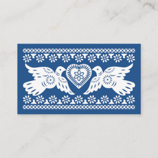 Navy Papel Picado Lovebirds Platzkarte