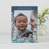 Navy Pastel Berries Weihnachtsfotokarte Feiertagskarte (Stehend Vorderseite)