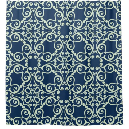 NAVY PASTEL BLUE ABSTRAKT ELEGANT PATTERN DUSCHVORHANG (Vorderseite)