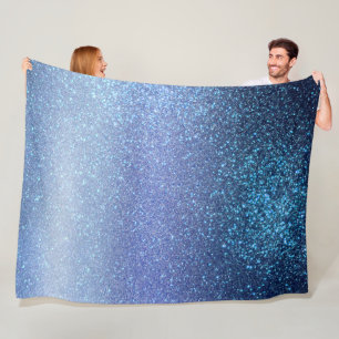Navy Pastel Blue Triple Glitzer Ombre Gradient Fleecedecke