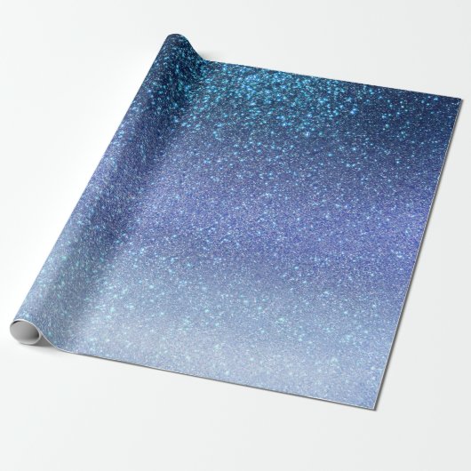 Navy Pastel Blue Triple Glitzer Ombre Gradient Geschenkpapier (Ungerollt)