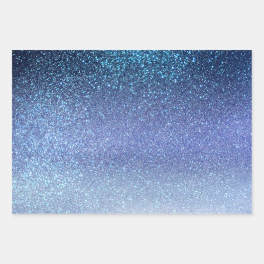 Navy Pastel Blue Triple Glitzer Ombre Gradient Geschenkpapier Set (Vorderseite 3)