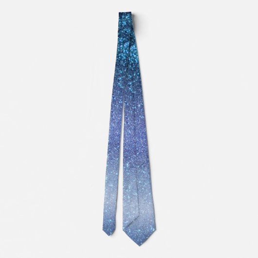 Navy Pastel Blue Triple Glitzer Ombre Gradient Krawatte (Rückseite)