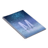 Navy Pastel Blue Triple Glitzer Ombre Gradient Notizblock (Rechte Seite)