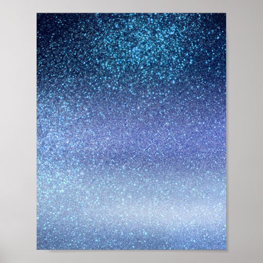 Navy Pastel Blue Triple Glitzer Ombre Gradient Poster (Vorne)