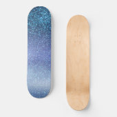 Navy Pastel Blue Triple Glitzer Ombre Gradient Skateboard (Vorderseite)