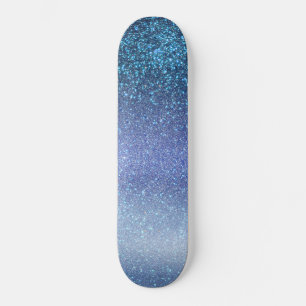 Navy Pastel Blue Triple Glitzer Ombre Gradient Skateboard