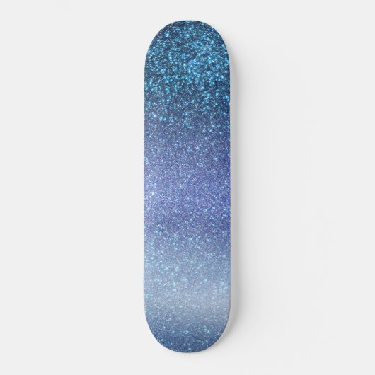 Navy Pastel Blue Triple Glitzer Ombre Gradient Skateboard (Vorderseite)