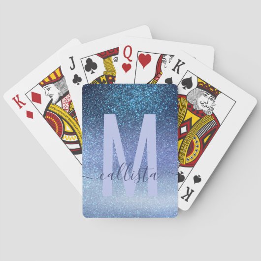 Navy Pastel Blue Triple Glitzer Ombre Gradient Spielkarten (Rückseite)