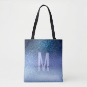 Navy Pastel Blue Triple Glitzer Ombre Gradient Tasche (Vorderseite)