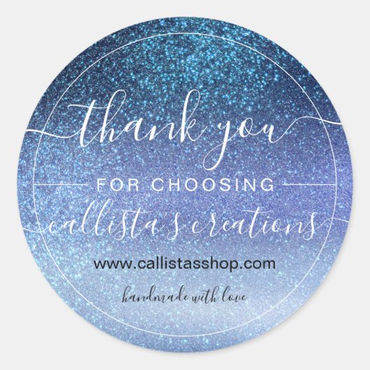 Navy Pastel Blue Triple Glitzer Ombre Vielen Dank Runder Aufkleber (Vorderseite)