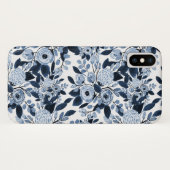 Navy Pastel Blue Watercolor Blumenmuster Case-Mate iPhone Hülle (Rückseite (Horizontal))