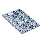 Navy Pastel Blue Watercolor Blumenmuster Notizblock (Rechte Seite)