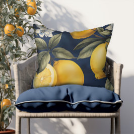 Navy Patio Outdoor Lemons European Kissen