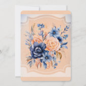 Navy Peach Painted Floral Junggeselinnen-Abschied Einladung (Rückseite)