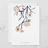 Navy Peach Pink Floral Spring Brautparty Einladung (Rückseite)