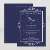 Navy Peacock Blüh Probe Dinner Einladung (Vorne/Hinten)