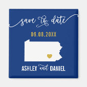Navy Pennsylvania Wedding Save the Date Map Magnet (Vorne)