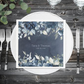 Navy Peonies Dusty Blue Eucalyptus Wedding Serviette